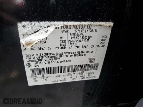 ✅ 2014 Ford Explorer • VIN: 1FM5K7B83EGB48262 • Лот: 57971905. Опубликован ранее на Copart с пробегом 127 339 миль. Бесплатный доступ к архиву аукционных продаж из США и подробный отчёт об истории автомобиля на DreamBid. Изображение 13.