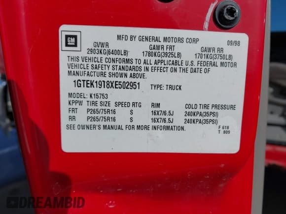 ✅ 1999 GMC Sierra 1500 SLE • VIN: 1GTEK19T8XE502951 • Лот: 41658140. Опубликован ранее на IAAI с пробегом 209 596 миль. Бесплатный доступ к архиву аукционных продаж из США и подробный отчёт об истории автомобиля на DreamBid. Изображение 9.