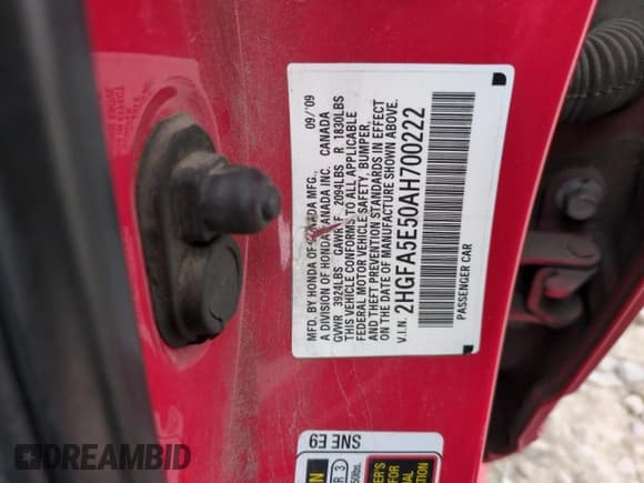 ✅ 2010 Honda Civic Si • VIN: 2HGFA5E50AH700222 • Lot: 43605615. Listed on Copart with 195,617 mi. Free auction sales archive from the USA and detailed vehicle history report at DreamBid. Image 12.