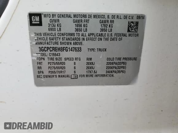 ✅ 2015 Chevrolet Silverado 1500 LT • VIN: 3GCPCREH8FG147633 • Лот: 59528754. Опубликован ранее на Copart с пробегом 259 852 миль. Бесплатный доступ к архиву аукционных продаж из США и подробный отчёт об истории автомобиля на DreamBid. Изображение 12.
