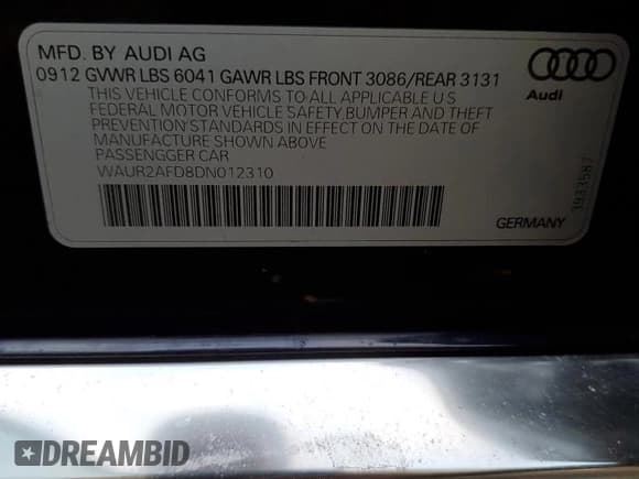 ✅ 2013 Audi A8 4.0L • VIN: WAUR2AFD8DN012310 • Lot: 87444785. Wystawiony na Copart z przebiegiem 223 320 mil. Bezpłatny archiwum sprzedaży aukcyjnych z USA i szczegółowy raport historii pojazdu na DreamBid. Zdjęcie 12.