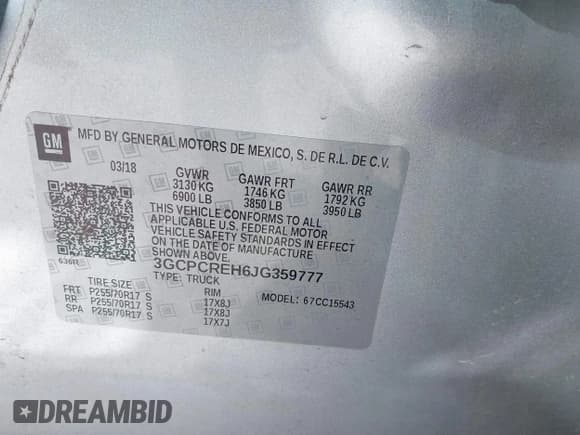 ✅ 2018 Chevrolet Silverado 1500 LT • VIN: 3GCPCREH6JG359777 • Лот: 41377806. Опубликован ранее на IAAI с пробегом 133 611 миль. Бесплатный доступ к архиву аукционных продаж из США и подробный отчёт об истории автомобиля на DreamBid. Изображение 9.