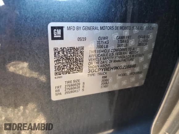 ✅ 2019 Chevrolet Silverado 1500 Custom • VIN: 3GCPYBEH9KG216848 • Lot: 73127464. Wystawiony na Copart z przebiegiem 67 124 mil. Bezpłatny archiwum sprzedaży aukcyjnych z USA i szczegółowy raport historii pojazdu na DreamBid. Zdjęcie 12.