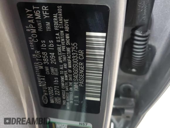 ✅ 2025 Hyundai Elantra SEL Convenience • VIN: KMHLS4DG0SU033755 • Лот: 86223525. Опубликован ранее на Copart с пробегом 5 209 миль. Бесплатный доступ к архиву аукционных продаж из США и подробный отчёт об истории автомобиля на DreamBid. Изображение 12.