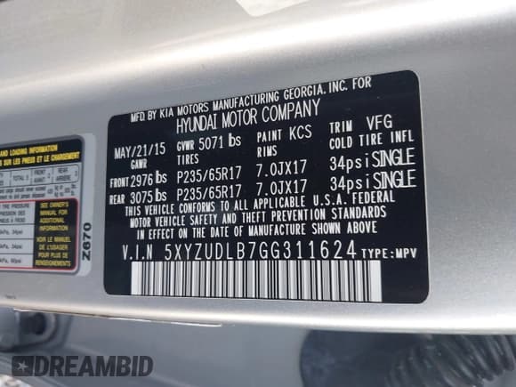 ✅ 2016 Hyundai Santa Fe • VIN: 5XYZUDLB7GG311624 • Лот: 43426476. Опубликован ранее на IAAI с пробегом 56 653 миль. Бесплатный доступ к архиву аукционных продаж из США и подробный отчёт об истории автомобиля на DreamBid. Изображение 9.