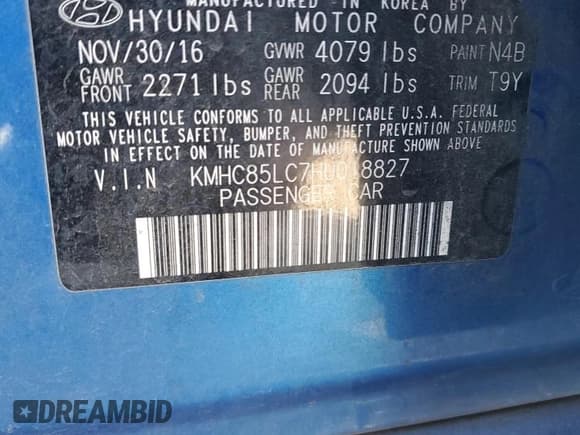 ✅ 2017 Hyundai Ioniq Limited • VIN: KMHC85LC7HU018827 • Lot: 42440655. Wystawiony na Copart z przebiegiem 125 104 mil. Bezpłatny archiwum sprzedaży aukcyjnych z USA i szczegółowy raport historii pojazdu na DreamBid. Zdjęcie 12.