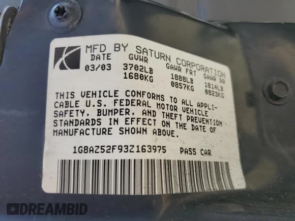 ✅ 2003 Saturn ION ION 2 • VIN: 1G8AZ52F93Z163975 • Лот: 80673845. Опубликован ранее на Copart с пробегом 221 342 миль. Бесплатный доступ к архиву аукционных продаж из США и подробный отчёт об истории автомобиля на DreamBid. Изображение 12.