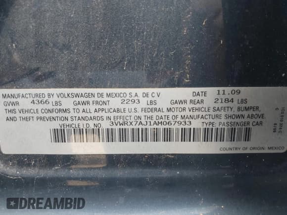 ✅ 2010 Volkswagen Jetta Limited Edition • VIN: 3VWRX7AJ1AM067933 • Lot: 42153235. Listed on IAAI with 127,051 mi. Free auction sales archive from the USA and detailed vehicle history report at DreamBid. Image 9.