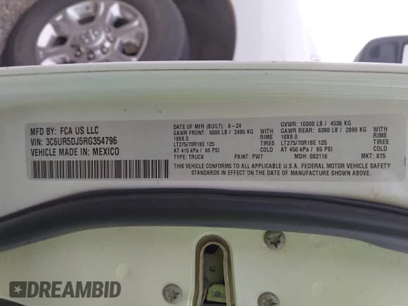 ✅ 2024 Ram 2500 Big Horn • VIN: 3C6UR5DJ5RG354796 • Lot: 43759098. Listed on IAAI with 73,459 mi. Free auction sales archive from the USA and detailed vehicle history report at DreamBid. Image 9.