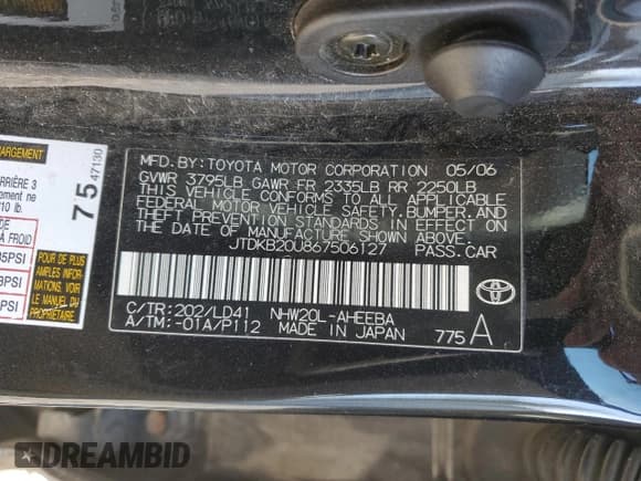 ✅ 2006 Toyota Prius • VIN: JTDKB20U867506127 • Лот: 92648445. Опубликован ранее на Copart с пробегом 312 214 миль. Бесплатный доступ к архиву аукционных продаж из США и подробный отчёт об истории автомобиля на DreamBid. Изображение 12.