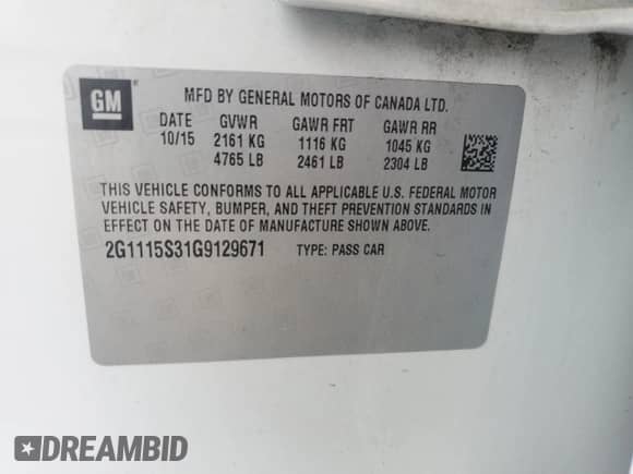 2016 Chevrolet Impala LT z VIN 2G1115S31G9129671, wystawiony jako Copart lot #86301945 z przebiegiem 212 324 mil mil oraz Szkoda całkowita • Salvage title. Historia ofert i sprzedaży dostępna na DreamBid. Obrazek 12.