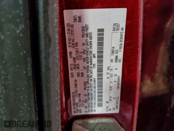 ✅ 2014 Ford Escape SE • VIN: 1FMCU9GX0EUB33491 • Лот: 94266335. Опубликован ранее на Copart с пробегом 184 676 миль. Бесплатный доступ к архиву аукционных продаж из США и подробный отчёт об истории автомобиля на DreamBid. Изображение 13.