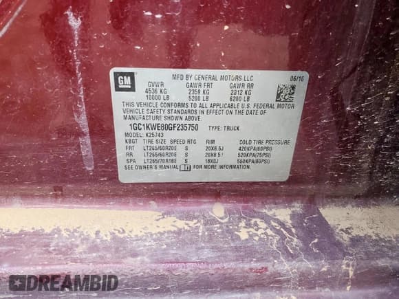✅ 2016 Chevrolet Silverado 2500HD LTZ • VIN: 1GC1KWE80GF235750 • Лот: 85292955. Опубликован ранее на Copart с пробегом 213 358 миль. Бесплатный доступ к архиву аукционных продаж из США и подробный отчёт об истории автомобиля на DreamBid. Изображение 12.