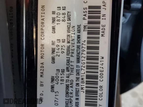 ✅ 2016 Mazda 3 i Touring • VIN: JM1BM1L72G1279774 • Lot: 82581105. Listed on Copart with 116,245 mi. Free auction sales archive from the USA and detailed vehicle history report at DreamBid. Image 12.