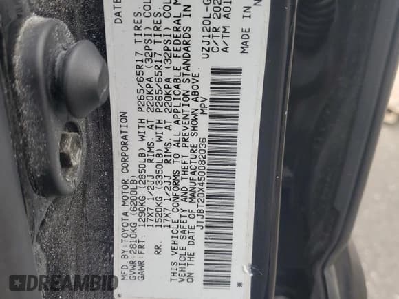 ✅ 2005 Lexus GX 470 • VIN: JTJBT20X450082036 • Lot: 90096095. Wystawiony na Copart z przebiegiem 214 593 mil. Bezpłatny archiwum sprzedaży aukcyjnych z USA i szczegółowy raport historii pojazdu na DreamBid. Zdjęcie 13.