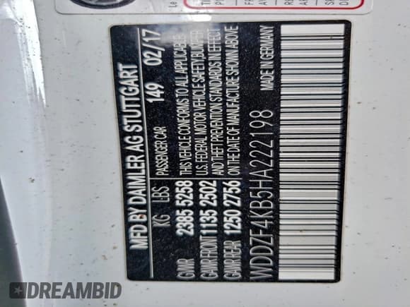 ✅ 2017 Mercedes-Benz E 300 Luxury • VIN: WDDZF4KB5HA222198 • Lot: 94328725. Listed on Copart with 138,038 mi. Free auction sales archive from the USA and detailed vehicle history report at DreamBid. Image 12.