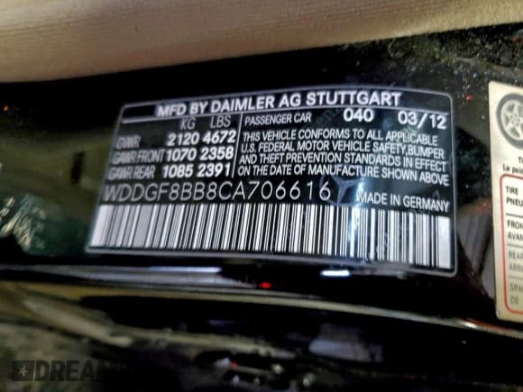 ✅ 2012 Mercedes-Benz C 300 Sport • VIN: WDDGF8BB8CA706616 • Lot: 95940025. Listed on Copart with 249,497 mi. Free auction sales archive from the USA and detailed vehicle history report at DreamBid. Image 12.