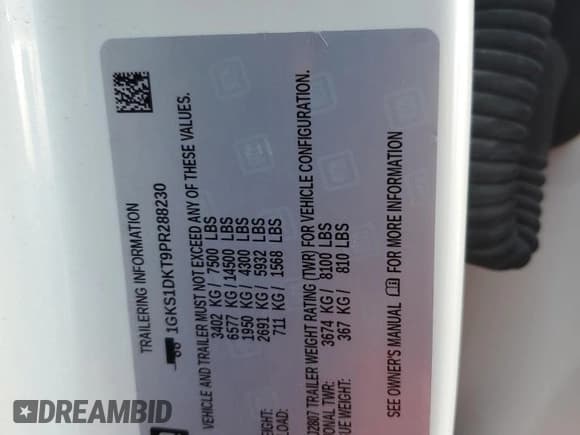 ✅ 2023 GMC Yukon • VIN: 1GKS1DKT9PR288230 • Лот: 77094824. Опубликован ранее на Copart с пробегом 38 161 миль. Бесплатный доступ к архиву аукционных продаж из США и подробный отчёт об истории автомобиля на DreamBid. Изображение 14.