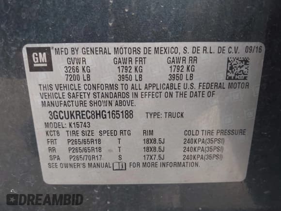 ✅ 2017 Chevrolet Silverado 1500 LT • VIN: 3GCUKREC8HG165188 • Lot: 43441497. Listed on IAAI with 146,133 mi. Free auction sales archive from the USA and detailed vehicle history report at DreamBid. Image 9.