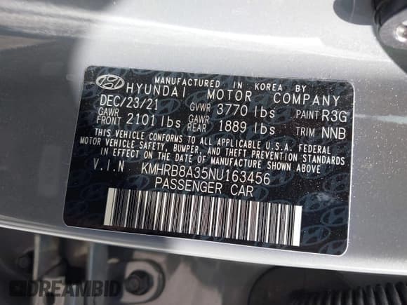 ✅ 2022 Hyundai Venue SE • VIN: KMHRB8A35NU163456 • Lot: 42323261. Listed on IAAI with 20,874 mi. Free auction sales archive from the USA and detailed vehicle history report at DreamBid. Image 9.