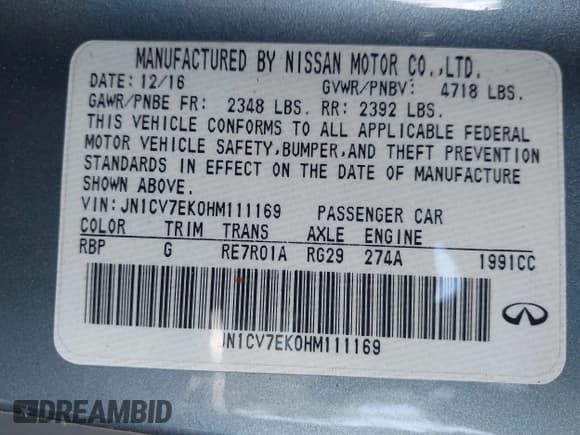 ✅ 2017 Infiniti Q60 Premium • VIN: JN1CV7EK0HM111169 • Лот: 42281046. Опубликован ранее на IAAI с пробегом 78 122 миль. Бесплатный доступ к архиву аукционных продаж из США и подробный отчёт об истории автомобиля на DreamBid. Изображение 9.