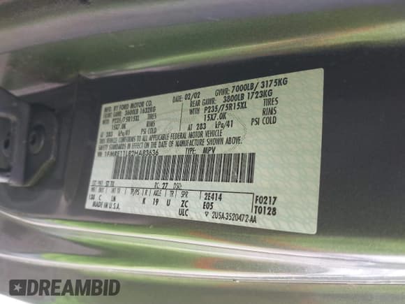 ✅ 2002 Ford Econoline Passenger XL • VIN: 1FMRE11L82HA83636 • Lot: 41718025. Wystawiony na IAAI z przebiegiem 153 581 mil. Bezpłatny archiwum sprzedaży aukcyjnych z USA i szczegółowy raport historii pojazdu na DreamBid. Zdjęcie 9.