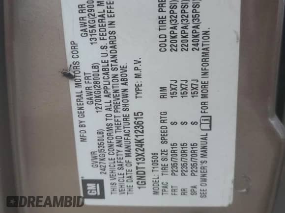 2004 Chevrolet Blazer LS с VIN 1GNDT13X24K123615, выставлен на аукционе Copart как лот 77460534 с пробегом 133 079 миль миль и Списание • Salvage title. История ставок и продаж доступна на DreamBid. Изображение 15.