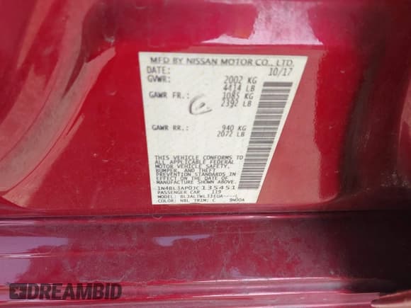 ✅ 2018 Nissan Altima SL • VIN: 1N4BL3AP0JC135451 • Lot: 42765134. Listed on IAAI with 127,530 mi. Free auction sales archive from the USA and detailed vehicle history report at DreamBid. Image 9.