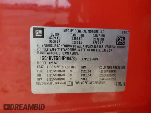 ✅ 2017 Chevrolet Silverado 2500HD LT • VIN: 1GC1KVEG0HF184785 • Lot: 85102385. Listed on Copart with Not provided. Free auction sales archive from the USA and detailed vehicle history report at DreamBid. Image 12.