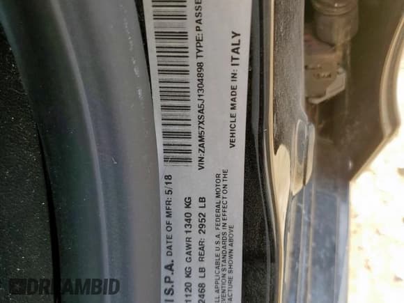 ✅ 2018 Maserati Ghibli • VIN: ZAM57XSA5J1304898 • Lot: 80548125. Wystawiony na Copart z przebiegiem Nie podano. Bezpłatny archiwum sprzedaży aukcyjnych z USA i szczegółowy raport historii pojazdu na DreamBid. Zdjęcie 12.