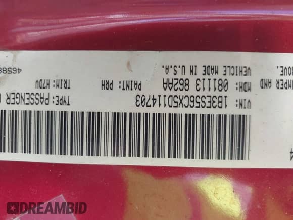 2005 Dodge Neon SXT с VIN 1B3ES56CX5D114703, выставлен на аукционе IAAI как лот 41254032 с пробегом Не указан миль и . История ставок и продаж доступна на DreamBid. Изображение 9.