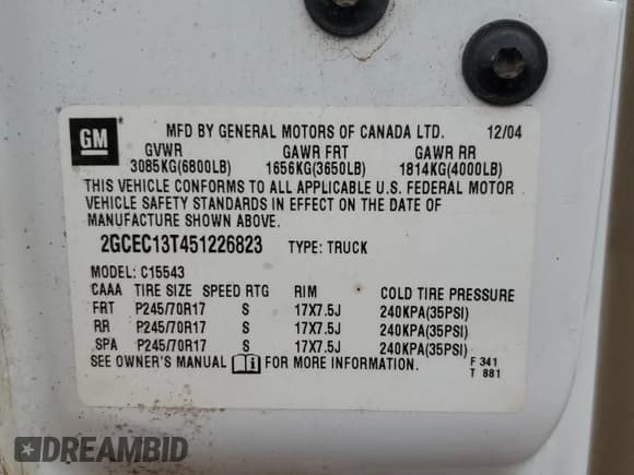 ✅ 2005 Chevrolet Silverado 1500 LS • VIN: 2GCEC13T451226823 • Лот: 65417044. Опубликован ранее на Copart с пробегом 267 582 миль. Бесплатный доступ к архиву аукционных продаж из США и подробный отчёт об истории автомобиля на DreamBid. Изображение 14.