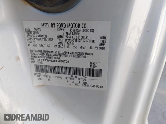 ✅ 2014 Ford F-250 XL • VIN: 1FT7X2A63EEA80705 • Lot: 43616552. Listed on IAAI with Not provided. Free auction sales archive from the USA and detailed vehicle history report at DreamBid. Image 9.