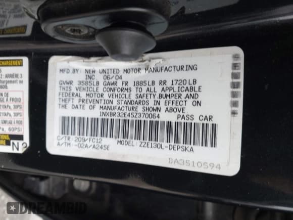 ✅ 2005 Toyota Corolla S • VIN: 1NXBR32E45Z370064 • Лот: 43727315. Опубликован ранее на IAAI с пробегом 263 178 миль. Бесплатный доступ к архиву аукционных продаж из США и подробный отчёт об истории автомобиля на DreamBid. Изображение 9.