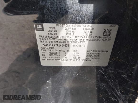 ✅ 2010 GMC Terrain SLT-1 • VIN: 2CTFLFEY7A6404655 • Lot: 42631130. Wystawiony na IAAI z przebiegiem 222 125 mil. Bezpłatny archiwum sprzedaży aukcyjnych z USA i szczegółowy raport historii pojazdu na DreamBid. Zdjęcie 9.