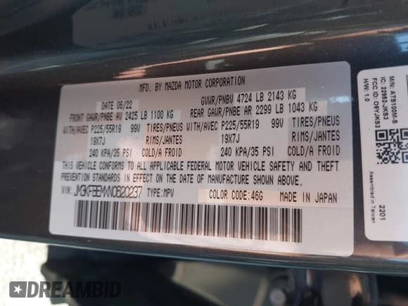 ✅ 2022 Mazda CX-5 S Premium Plus • VIN: JM3KFBEMXN0620237 • Lot: 43576029. Wystawiony na IAAI z przebiegiem 46 191 mil. Bezpłatny archiwum sprzedaży aukcyjnych z USA i szczegółowy raport historii pojazdu na DreamBid. Zdjęcie 8.