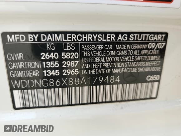 ✅ 2008 Mercedes-Benz S 550 • VIN: WDDNG86X88A179484 • Lot: 58774925. Listed on Copart with 79,339 mi. Free auction sales archive from the USA and detailed vehicle history report at DreamBid. Image 12.