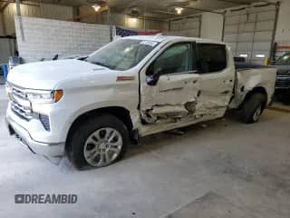 2025 Chevrolet Silverado 1500 LTZ with VIN 1GCUKGE80SZ195972, listed as a Copart auction lot 81138845 with 9,847 mi miles and Salvage title. Bid and sale history available at DreamBid. Image 1.