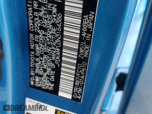 ✅ 2022 Toyota Prius L Eco • VIN: JTDKAMFU3N3164386 • Lot: 89468185. Listed on Copart with 22,703 mi. Free auction sales archive from the USA and detailed vehicle history report at DreamBid. Image 14.