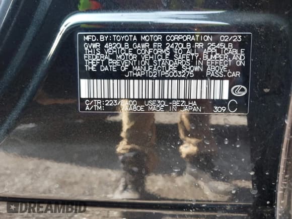 ✅ 2023 Lexus IS 500 F Sport Performance • VIN: JTHAP1D21P5003275 • Lot: 42855914. Wystawiony na IAAI z przebiegiem 23 530 mil. Bezpłatny archiwum sprzedaży aukcyjnych z USA i szczegółowy raport historii pojazdu na DreamBid. Zdjęcie 9.