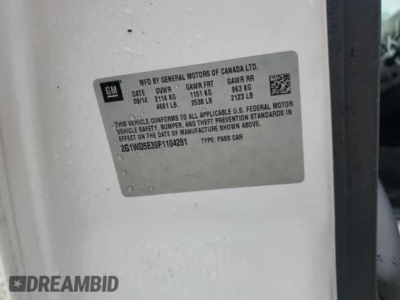 2015 Chevrolet Impala Police Police z VIN 2G1WD5E39F1104281, wystawiony jako Copart lot #65889635 z przebiegiem 79 380 mil mil oraz Czysty tytuł • Clean title. Historia ofert i sprzedaży dostępna na DreamBid. Obrazek 12.