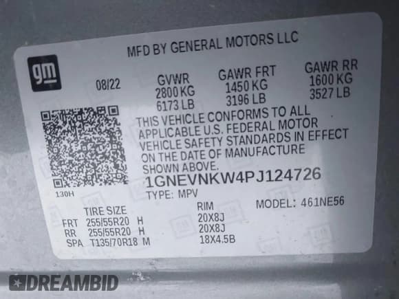 ✅ 2023 Chevrolet Traverse High Country • VIN: 1GNEVNKW4PJ124726 • Lot: 41197188. Wystawiony na IAAI z przebiegiem 72 344 mil. Bezpłatny archiwum sprzedaży aukcyjnych z USA i szczegółowy raport historii pojazdu na DreamBid. Zdjęcie 9.