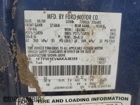 ✅ 2010 Ford F-150 XL • VIN: 1FTFW1EV4AKA38355 • Lot: 93536025. Wystawiony na Copart z przebiegiem Nie podano. Bezpłatny archiwum sprzedaży aukcyjnych z USA i szczegółowy raport historii pojazdu na DreamBid. Zdjęcie 12.