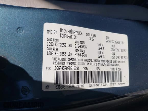 ✅ 2007 Dodge Caravan SXT • VIN: 1D8GP45R87B215781 • Lot: 43729467. Wystawiony na IAAI z przebiegiem 147 206 mil. Bezpłatny archiwum sprzedaży aukcyjnych z USA i szczegółowy raport historii pojazdu na DreamBid. Zdjęcie 9.