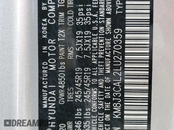 ✅ 2020 Hyundai Tucson Sport • VIN: KM8J3CAL2LU270359 • Lot: 81923605. Wystawiony na Copart z przebiegiem 37 085 mil. Bezpłatny archiwum sprzedaży aukcyjnych z USA i szczegółowy raport historii pojazdu na DreamBid. Zdjęcie 13.