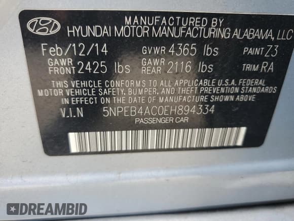 ✅ 2014 Hyundai Sonata GLS • VIN: 5NPEB4AC0EH894334 • Лот: 90339215. Опубликован ранее на Copart с пробегом 114 295 миль. Бесплатный доступ к архиву аукционных продаж из США и подробный отчёт об истории автомобиля на DreamBid. Изображение 13.