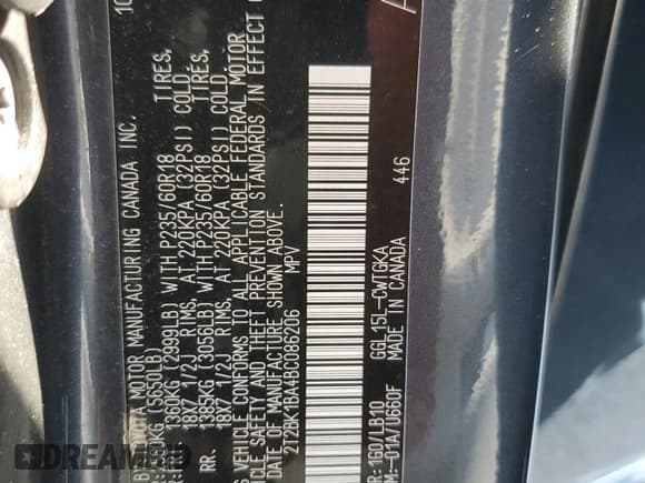 ✅ 2011 Lexus RX 350 • VIN: 2T2BK1BA4BC086206 • Lot: 81497575. Listed on Copart with 189,429 mi. Free auction sales archive from the USA and detailed vehicle history report at DreamBid. Image 13.