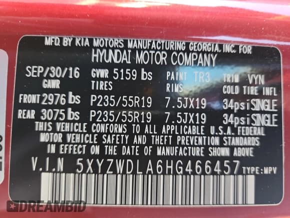 ✅ 2017 Hyundai Santa Fe Ultimate • VIN: 5XYZWDLA6HG466457 • Лот: 81970335. Опубликован ранее на Copart с пробегом 54 577 миль. Бесплатный доступ к архиву аукционных продаж из США и подробный отчёт об истории автомобиля на DreamBid. Изображение 14.