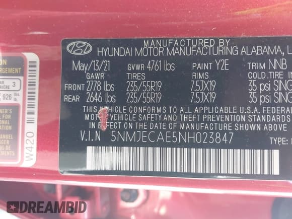 ✅ 2022 Hyundai Tucson Limited • VIN: 5NMJECAE5NH023847 • Lot: 43205963. Wystawiony na IAAI z przebiegiem Nie podano. Bezpłatny archiwum sprzedaży aukcyjnych z USA i szczegółowy raport historii pojazdu na DreamBid. Zdjęcie 9.