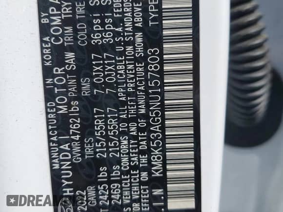 2022 Hyundai Kona Limited z VIN KM8K53AG5NU157803, wystawiony jako Copart lot #70369615 z przebiegiem 18 947 mil mil oraz Szkoda całkowita • Salvage title. Historia ofert i sprzedaży dostępna na DreamBid. Obrazek 13.